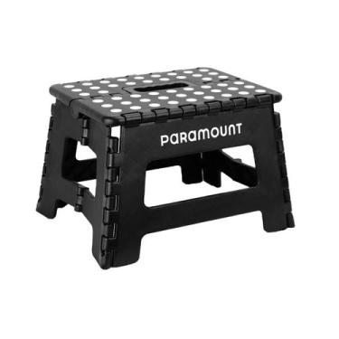 Imagem de Banqueta Banquinho Dobrável Antiderrapante Preta 32x25x22CM 2135  PARA