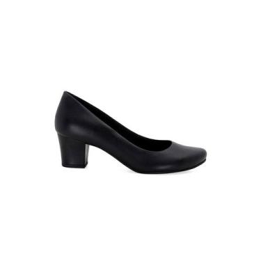 Imagem de Sapato Scarpin Usaflex Salto Bloco Couro Preto, 36