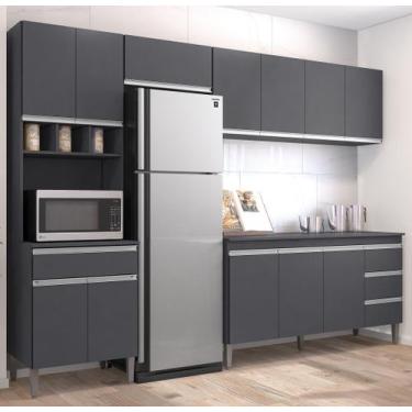 Imagem de Cozinha Modulada 4 peças Andréia 280 cm Cinza Sem tampo AJL