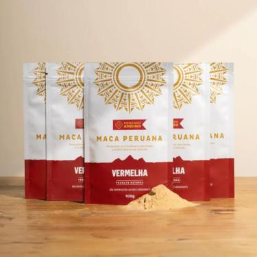 Imagem de Ma ca Per uana Vermelha 5 Pacotes de 100g Pó Gelatinizado  Mercado And
