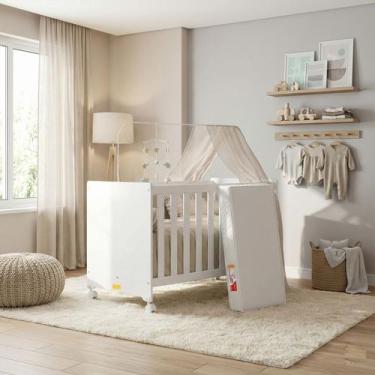 Imagem de Berço Multifuncional Com Colchão Impermeável Vira Mini Cama Carrinho C
