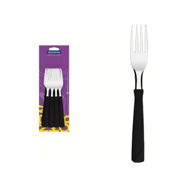Imagem de Jogo de Garfos de Mesa Tramontina Inox New Kolor - 12 Peças, Preto
