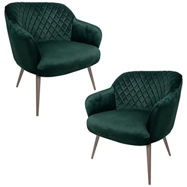 Imagem de Kit 2 Poltronas Decorativas Kitana Pés Champagne Palito Veludo Verde - Gran Belo