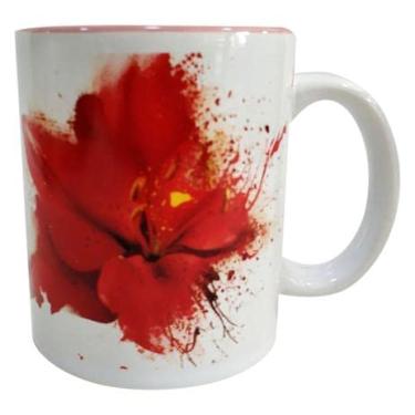 Imagem de CANECA LIQUID FLOWER LIRIO EM PORCELANA 300ML COR ROSA