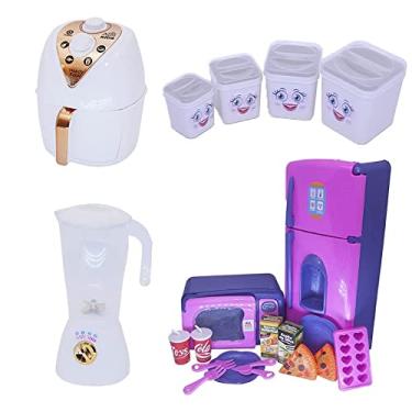 Imagem de Cozinha Menina Brinquedo Infantil Geladeira Microondas 21pç