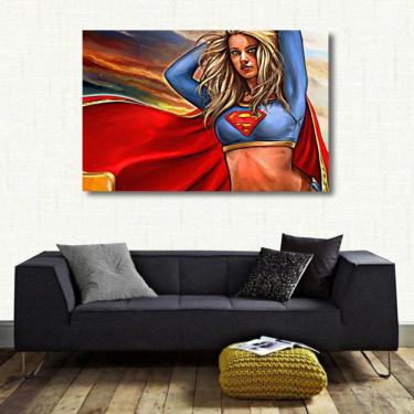 Imagem de Quadro decorativo Super Girl Artístico com Tela de Tecido