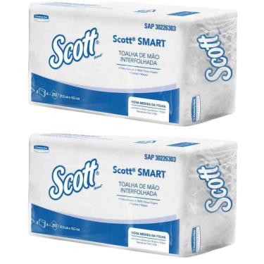 Imagem de Kit 2 Papel Toalha Scott 2 Dobras 21,5X19,2Cm 1000