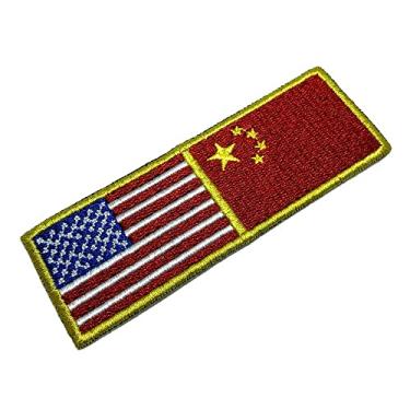 Imagem de BPUSCNT001 Bandeira EUA China Patch Bordado Termo Adesivo