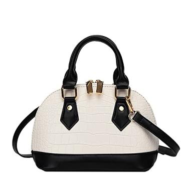 Imagem de Bolsa transversal de couro padrão crocodilo para mulheres moda alça superior bolsa de ombro bolsa de ombro, Branco