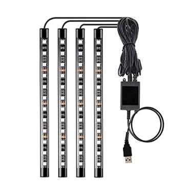 Imagem de Luzes de carro interiores de LED, Luzes de LED para carros, Kits de iluminação multicolorida com controle sem fio e função ativa de som, 4 peças 48 luzes interiores de LED USB, DC 5V