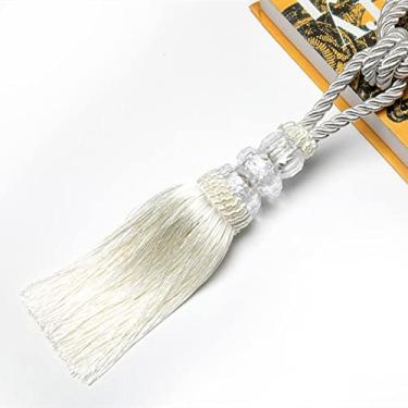 Imagem de 1 peça cortina tieback corda borla acessórios de janela cristal frisado ouro cordão decorativo para cortinas fivela corda acessórios quarto, branco, 1 peça
