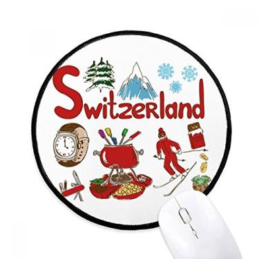 Imagem de DIYthinker Mouse pad com símbolo nacional da Suíça para mesa de escritório tapete redondo para computador