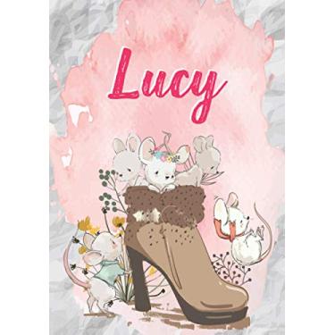 Imagem de Lucy: Carnet de notes A5 | Prénom personnalisé Lucy | Cadeau d'anniversaire pour fille, femme, maman, copine, sœur | Souris mignonnes en bottes | 120 pages lignée, Petit Format A5 (14.8 x 21 cm)