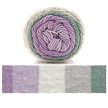 Imagem de Cicilin 4 peças de fio de crochê de 100 g, fio de mistura de algodão confortável, fio de tricô multicolorido, fio de tricô à mão, fio de crochê (cor 34)