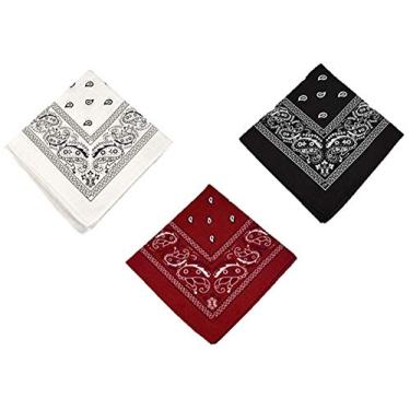 Imagem de Kit Com 3 Lenços Bandanas - Preta, Branca e Marsala
