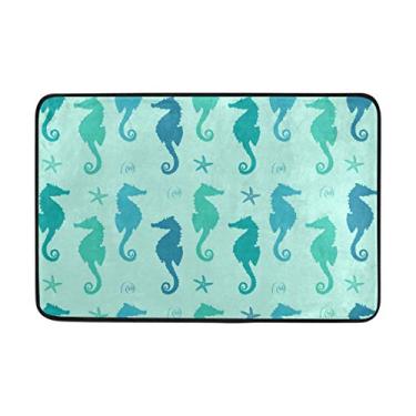 Imagem de ColourLife Capacho azul verde cavalo marinho leve antiderrapante tapete para entrada de banheiro, cozinha, 60 x 40 cm