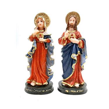 Imagem de Imagem Sagrado Coração De Maria E De Jesus Escultura 15 Cm