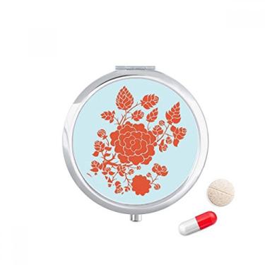 Imagem de Caixa de comprimidos de flor vermelha com padrão de rosas para remédios