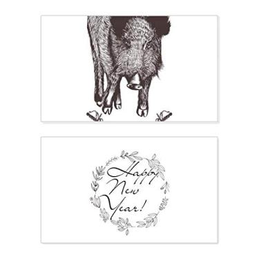 Imagem de Espada de Javali Coroa Animal Estilo Barroco Ano Novo Cartão de felicitações Mensagem Presente
