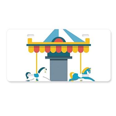 Imagem de DIYthinker Placa de licença com ilustração de carrossel Amazing Funny Park Decoração de aço inoxidável