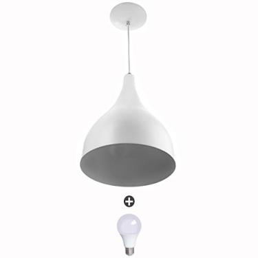 Imagem de Lustre Pendente Gota Media Alumínio 30cm Branco + Lampadas