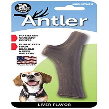 Imagem de Pet Qwerks Sabor de fígado de chifre de nylon – Ossos de cachorro duráveis para mastigadores agressivos, brinquedos resistentes quase indestrutíveis à prova de mastigação | Feito nos EUA - para cães