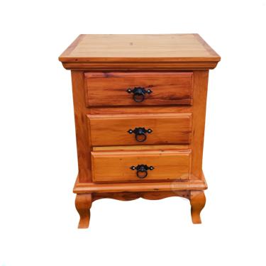 Imagem de Mesa de Cabeceira 3 Gavetas com Pé Luiz XV Madeira de Demolição Sudeste Rústico