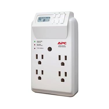 Imagem de APC Tomada de Parede Multi Tomada, P4GC, (4) Tomadas Multi Plugue AC, Protetor de Sobretensão Joule 1020 com Temporizador Branco