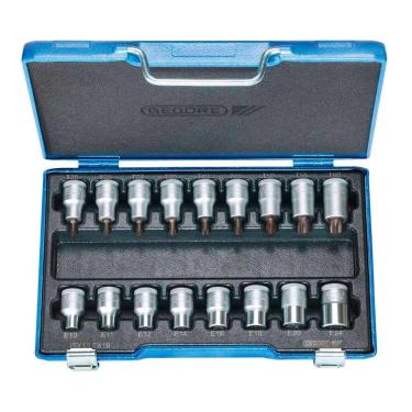 Imagem de Jogo de Chaves Soquete Torx 17 Peças T20 à T 60 e E10 à E24 -  Gedore 024795
