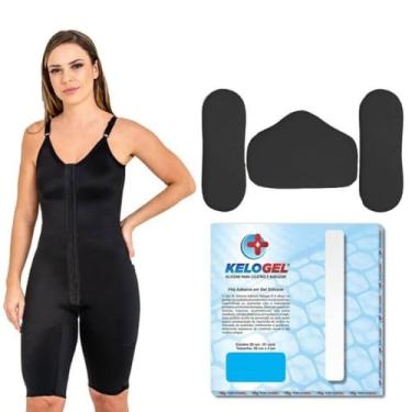 Imagem de KIT PÓS-CIRÚRGICO COM CINTA COMPLETA 60402 + PLACAS DE CONTENÇÃO + FITA DE SILICONE (GG, PRETO)