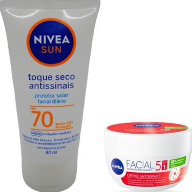 Imagem de KIT NIVEA ANTISSINAIS PROTETOR SOLAR TOQUE SECO FPS70 40ML + CREME ANTISSINAIS 100G PROMO