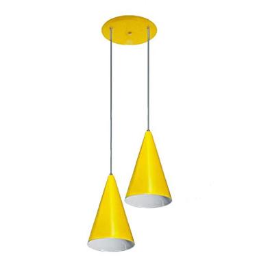 Imagem de Luminaria Pendente Colorido Duplo Para Sala Quarto Cozinha (Amarelo)