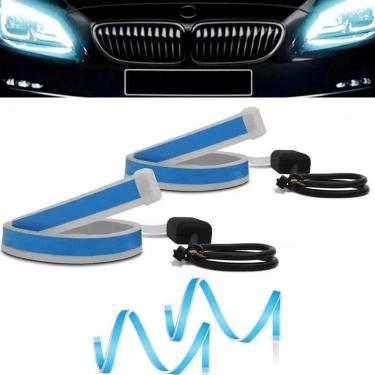 Imagem de Fita Par Led Farol Seta Sequencial Carro 60cm Flexivel Luz Drl Pick Up Duster Prisma Vo...