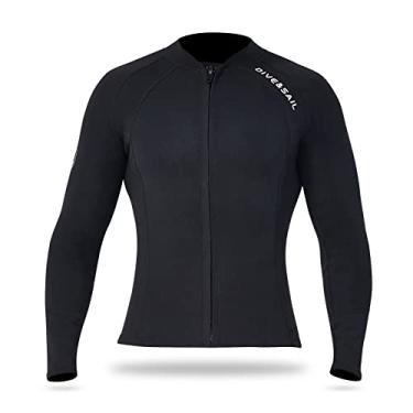 Imagem de Generic Top de mergulho de neoprene masculino e feminino de 2 mm com zíper frontal Jaqueta de roupa de mergulho de mangas compridas para mergulho com snorkel, mergulho, surf, esportes aquáticos, nat