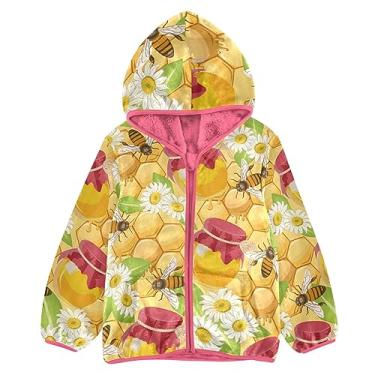 Imagem de KLL Bees Happy Good Luck jarros de favo de mel menino jaqueta de lã menina jaqueta rosa elegante roupas de bebê menino 3T, Potes de favo de mel Happy Good Luck Bees, 5 Anos