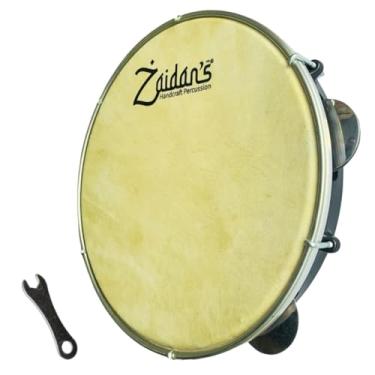 Imagem de Zaidan’s Pandeiro 10" Pele de Couro Caprino – Corpo ABS Preto, 5 Pares de Platinelas, Chave de Afinação – Timbre Encorpado para Samba, Pagode e Ensaios