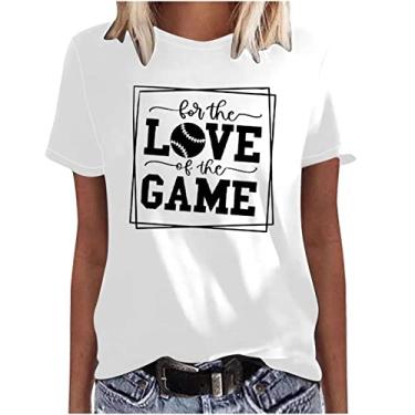 Imagem de PKDong Camiseta de beisebol feminina com estampa de mamãe de beisebol casual camiseta de manga curta gola redonda para mulheres camiseta de beisebol, Preto, G