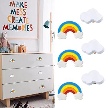 Imagem de Stargallery 6 peças puxadores bonitos em forma de desenho animado para móveis puxadores de borracha macia para armário gaveta cômoda armário organizador caixa de mesa estante (Mix B, arco-íris)