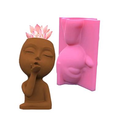Imagem de Molde de silicone para vasos de flores de concreto para suculentas/vasos/velas/porta-canetas | Resistente a temperatura dupla de grau alimentício | Molde reutilizável antiaderente de cimento/resina