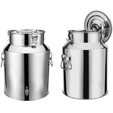 Imagem de Lata de leite de fazenda Balde de vinho de aço inoxidável resistente Balde de pote de laticínios 5L/9L/14L/18L Garrafa de leite Barril de óleo Vasilha de chá com tampa de vedação de silicone