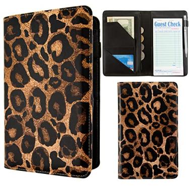 Imagem de Livro de servidor para garçonete com bolso com zíper, avental de garçonete, livros de cheques para garçonete, bloco de notas para restaurantes (estampa de leopardo)