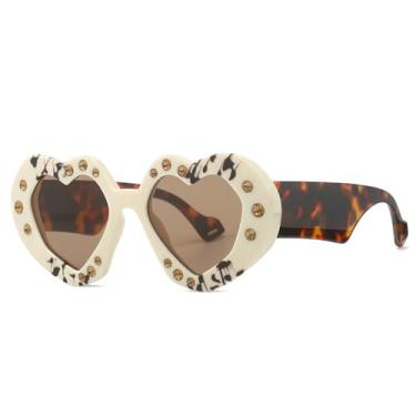 Imagem de Óculos de sol punk em forma de coração, feminino, adora óculos de sol para mulheres, estilo de rua com strass, 9, tamanho único