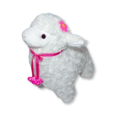 Imagem de Ovelha de Pelúcia Fizzy Toys FE7017 Branco Dollynha, Animal de Pelúcia, Cor Rosa