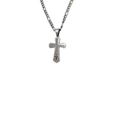 Imagem de Corrente masculina com pingente crucifixo inox 70cm 3mm cp1109-Masculino