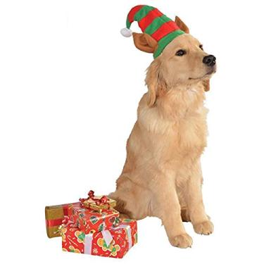 Imagem de Rubie's Chapéu de Elfo com Orelhas para Cães, Pequeno a Médio, Vermelho e Verde, Nylon, Fantasia para Animais de Estimação, Natal