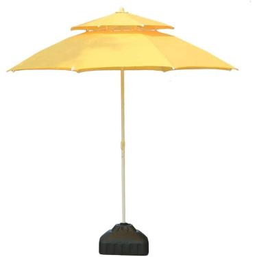 Imagem de Guarda-sóis de 9' para praia/piscina/jardim/pátio Guarda-chuva de topo duplo, resistente à água/UV Mercado Guarda-chuva de mesa ao ar livre Guarda-sol ao ar livre Guarda-sol ao ar livre, Gul