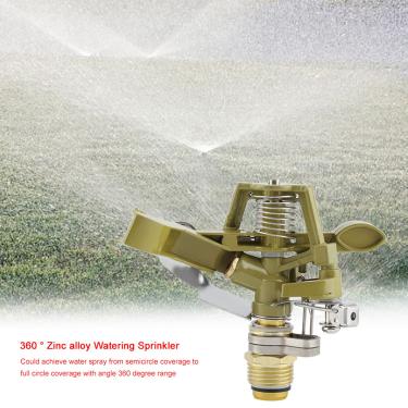Imagem de Aspersor de Irrigação de Liga de Zinco 360 °, Aspersor Pulsador Profissional para Gramado e Jardim Com Base Estável e Alcance Expandido, Adequado para Pátio e Vila Com Cobertura