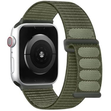 Imagem de DaQin Pulseira esportiva de nylon compatível com Apple Watch séries 11, 10, 9, 8, 7, 6, 5, 4, 3, 2 e 1 SE, Ultra, feminina e masculina de 44 mm, 42 mm, 45 mm, 46 mm, 49 mm, macia e respirável