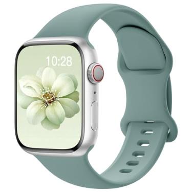 Imagem de Pulseiras esportivas de silicone compatível com pulseiras de Apple Watch de 40 mm, 38 mm, 41 mm, 44 mm, 45 mm, 42 mm, 49 mm femininas e masculinas, pulseira de substituição esportiva macia e