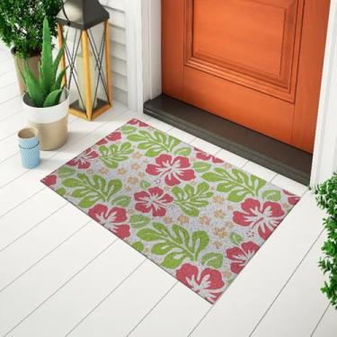 Imagem de Tapete Decorativo Capacho Divertido e Criativo Para Porta Estampado Floral Havaiano Ca1454